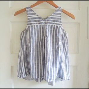 Madewell Airy Blue & White Stripe Trapeze Cotton Tank 0 *Runs L